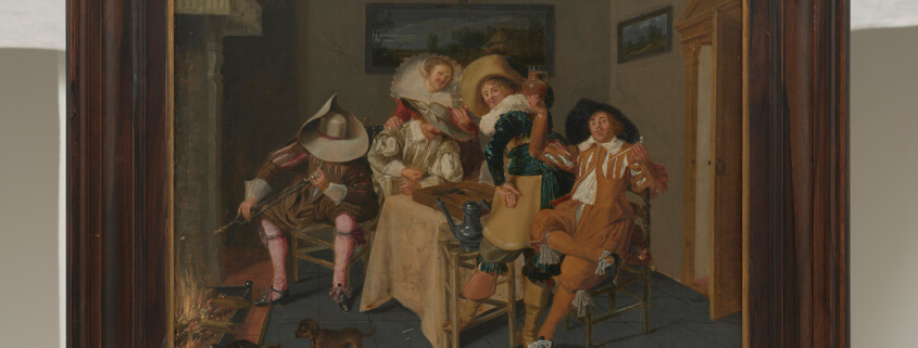 Gemälde von Dirck Hals, Fröhliche Gesellschaft beim Tric Trac-Spiel, 1628 Neuerwerbung November 2025, Van Ham Auktionshaus
